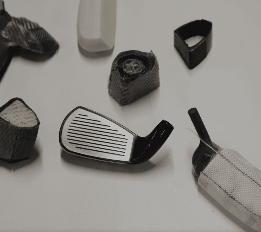 Verschiedene Teile des Golfschlägers.
